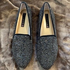 Steve Madden black crystal embellished flat 9.5